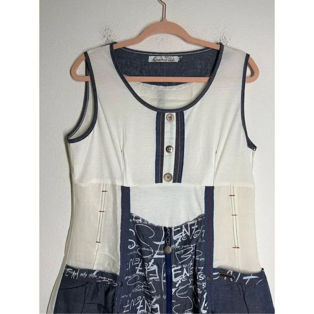 C’Fait Pour Vous Bohemian Lagenlook Women’s Dress/Top Linen Blend Sz L*See Notes - Picture 3 of 16